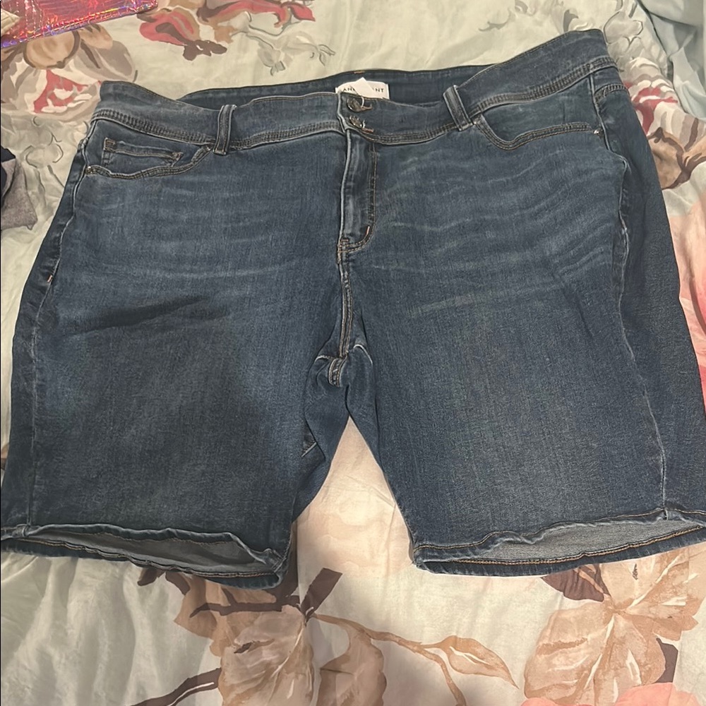 Lane Bryant Blue Jean Shorts with Cuffed Hem and Relaxed Fit